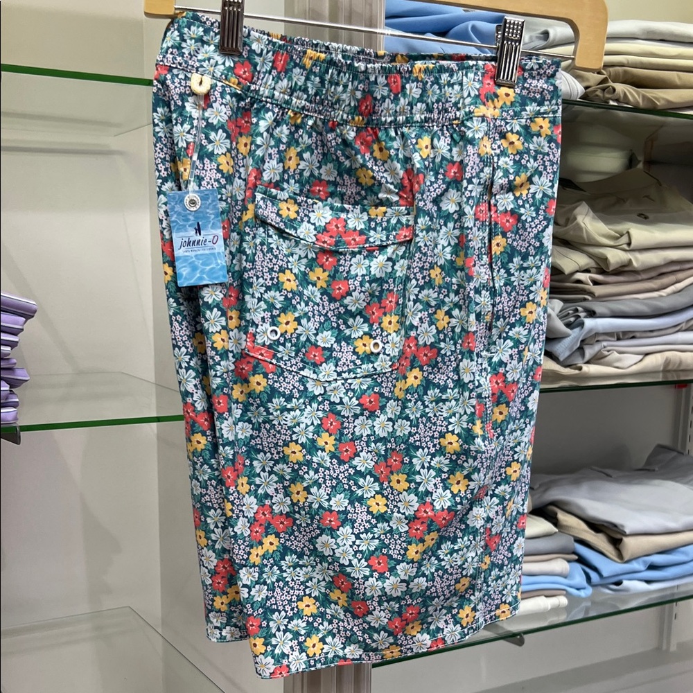johnnie-O Floral Swim Trunks - Blue, Red, Yellow